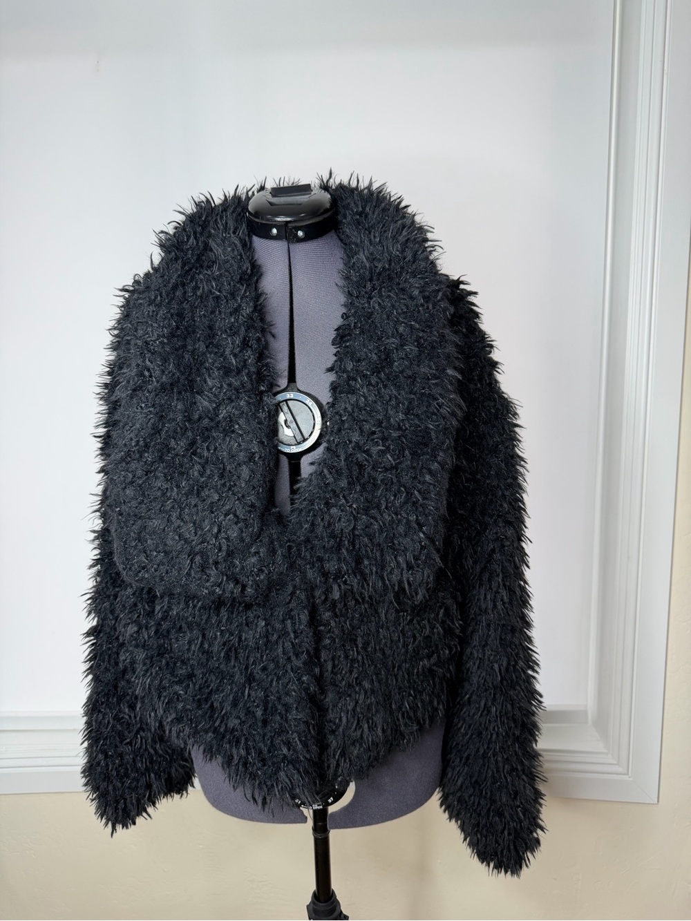Decree Black Faux Fur Teddy Jacket - Women's